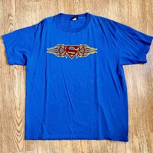 Vintage Superman DC Comics Fuzzy Tribal Design 1999 T-Shirt Size XL